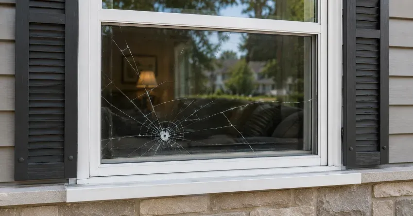 technician measuring window opening for emergency glass replacement Drumquin, Milton