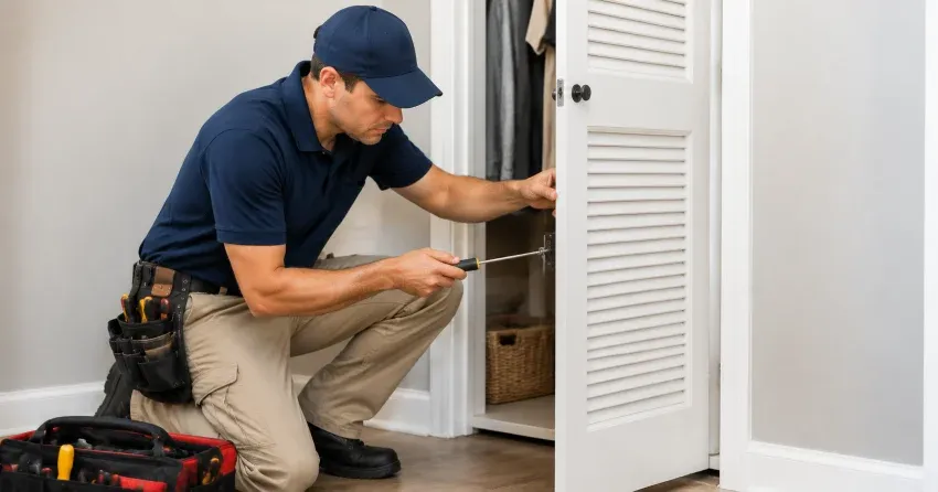 technician repairing doorbell button and wiring in Ash, Milton