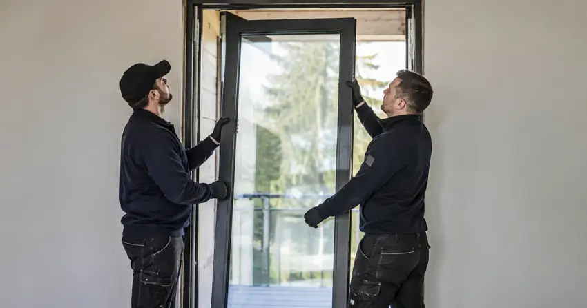 new glass panel being fitted into door frame in Scott, Milton